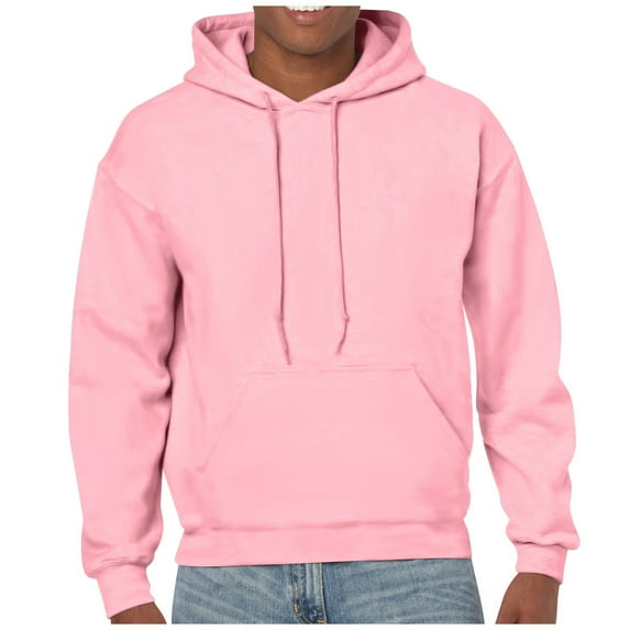 RPVATI Gym Hoodies for Men Long Sleeve Oversized Sweatshirts Loose Solid Color Drawstring Pullover Clearance Hooded Fashion Shirts Pink 3XL