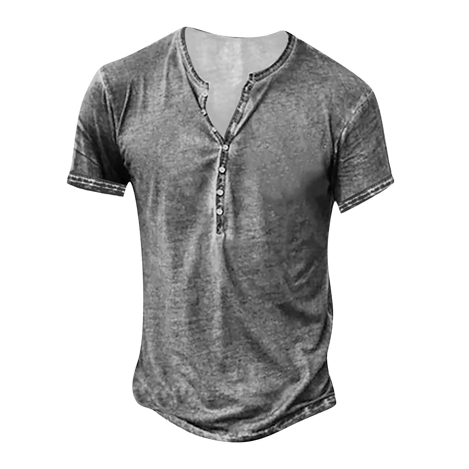 RPVATI Mens Henley Short Sleeve Washed V Neck Tee Shirts Distressed ...