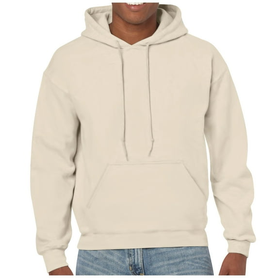 RPVATI Mens Sweatshirt Long Sleeve Fashion Hoodies Winter Solid Color Hooded Pullover Running Drawstring Clothes Khaki M