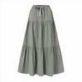 thumbnail image 1 of RPVATI Pleated Skirts for Women Gray Summer Linen High Waisted Tiered Midi Skirt Boho Drawstring Holiday Pleated Plus Size Flowy Skirts Gray XXL, 1 of 7