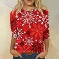 RPVATI Plus Size Christmas 3/4 Sleeve Shirts for Women Christmas
