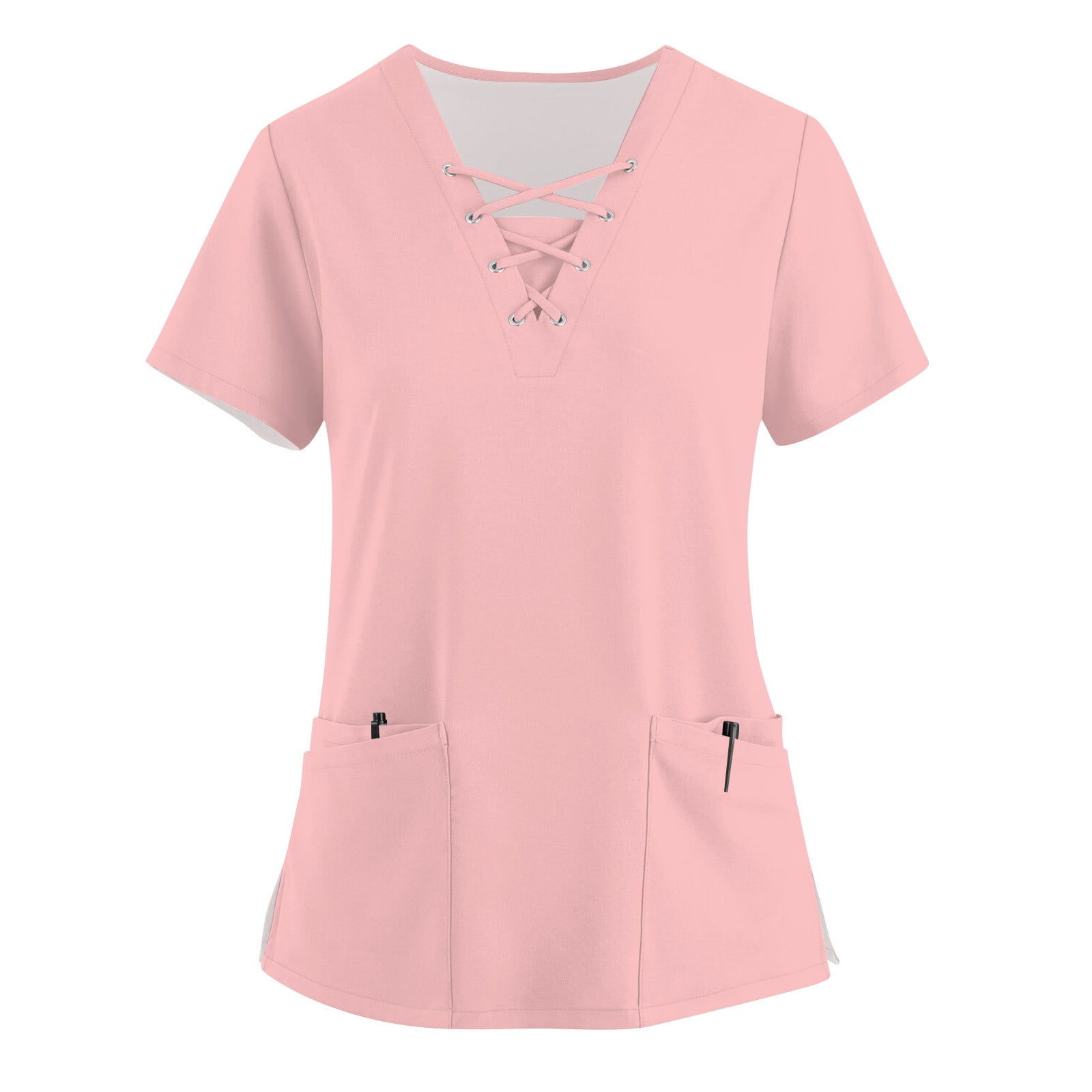 RPVATI Plus Size Scrubs for Women Casual Cross V Neck Short Sleeve