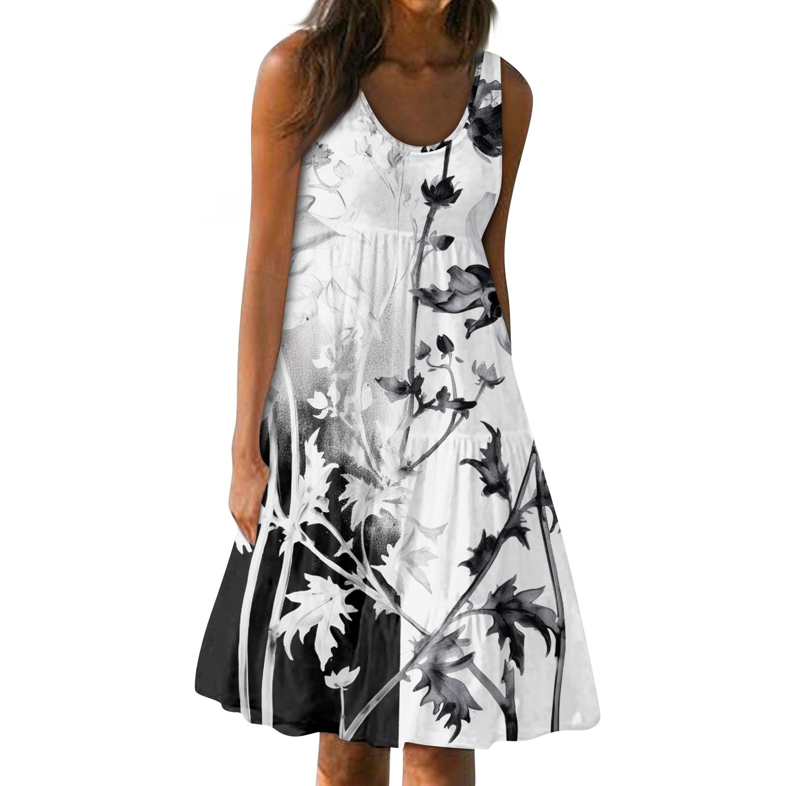 RPVATI Plus Size Summer Dresses for Women Sundress Flowy T Shirt Dress