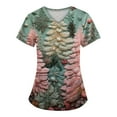 RPVATI Scrub Tops for Women Christmas Christmas Tree Print Workwear