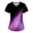 thumbnail image 1 of RPVATI Scrub Tops Women Stretchy Cute Solid Color Short Sleeve Summer V Neck Nurse Uniform Pocketed Workwear Holiday Stretchy Plus Size Shirt Purple Pink L, 1 of 3