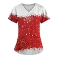 RPVATI Scrub Women Christmas Christmas Snowflake Print Short Sleeve