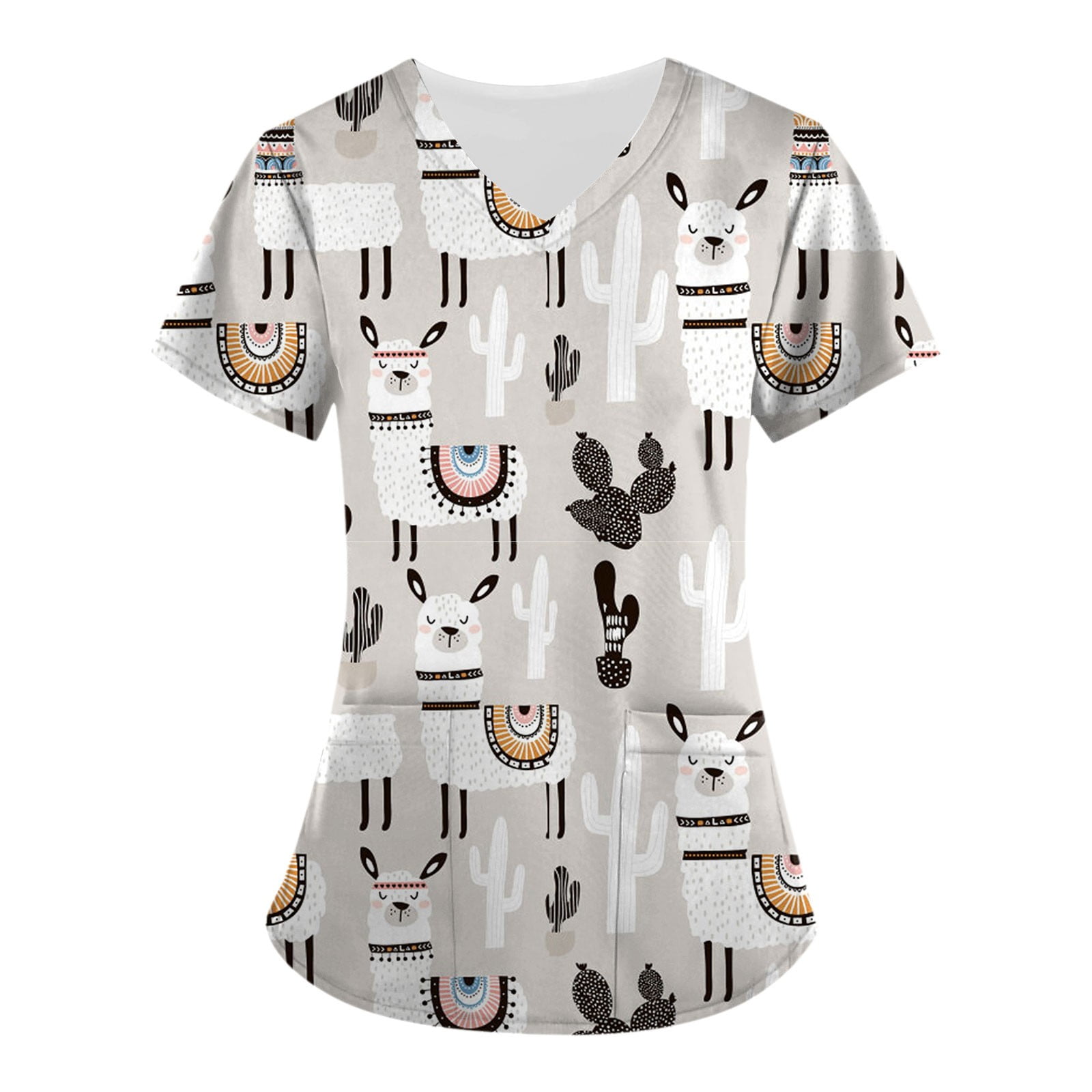 Tshirts Women Giraffe Print Cartoon Tops Kawaii Female Clothes