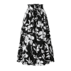 RPVATI Skirt for Women Plus Size Floral Drawstring Elastic High Waisted Boho Skirt Summer Tiered Casual Pleated Fashion Flowy Midi Skirts Black S