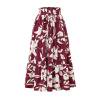 RPVATI Summer Long Skirts for Women 2025 Vacation Elastic Waist Tiered Floral A Line Skirts Boho Drawstring Trendy Lightweight Flowy Pleated Long Skirt Wine S