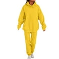 thumbnail image 1 of RPVATI Sweat Pants Set for Womens 2 Piece Casual Fall Long Sleeve Hooded Sweatshirt Loose Drawstring Sweatpants Lounge Travel Holiday Track Suits 2025 Yellow M, 1 of 5