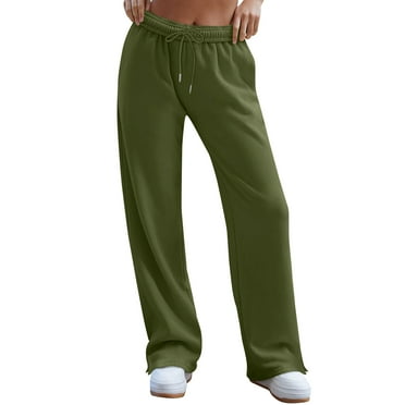 RPVATI Sweatpants for Women Clearance Casual Drawstring Wide Leg Sweatpants Trendy Elastic High Waisted Joggers Pants Y2k Loose Straight Baggy Trouser Pants with Pockets Army Green XXL