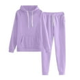 thumbnail image 1 of RPVATI White 2 Piece Set for Women Sweatsuits Casual Lounge Long Sleeve Hoodie Wide Leg Baggy Sweatpants Fall Winter Jogger Athletic Tracksuit Light Purple S, 1 of 6