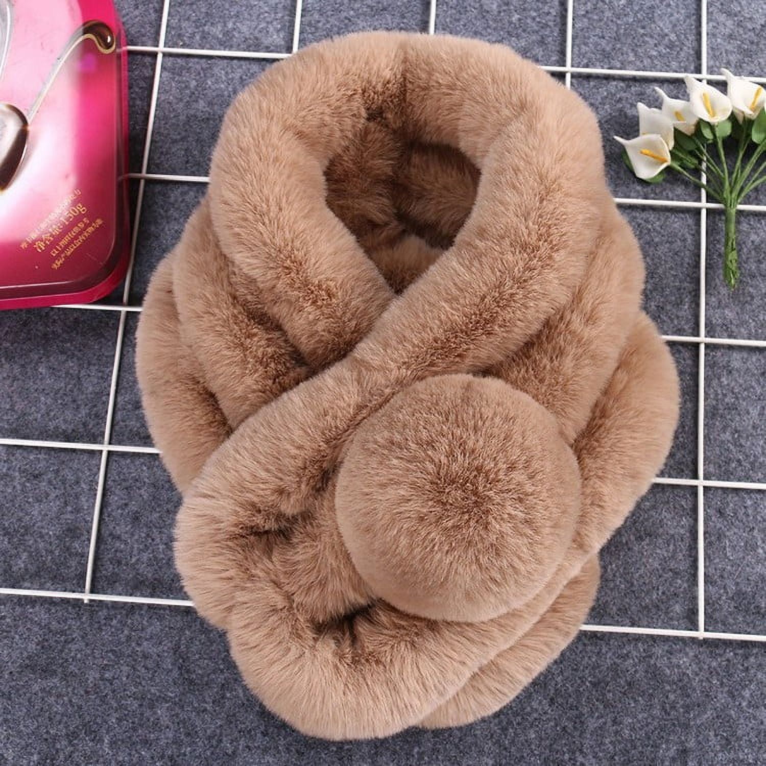 RPVATI Women Luxurious Large Winter Faux Fur Scarf Wrap Collar Shrug for  Lady Poncho Wedding Dinner Party 