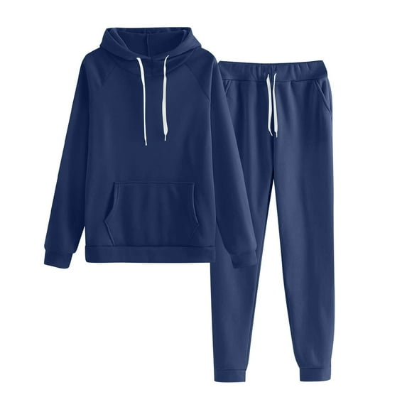 RPVATI Women 2 Piece Outfits Casual Long Sleeve Hooded Sweatshirt Drawstring Baggy Sweatpants Lounge Sweatsuits 2 Piece Fall Maternity Cute Track Suits 2025 Navy M