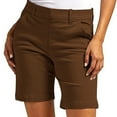 thumbnail image 1 of RPVATI Women Bermuda Shorts for Women Wide Leg 2025 Casual High Waisted Summer Knee Length Shorts with Pockets Petite Trendy Lounge Hiking Chino Shorts Brown XL, 1 of 5