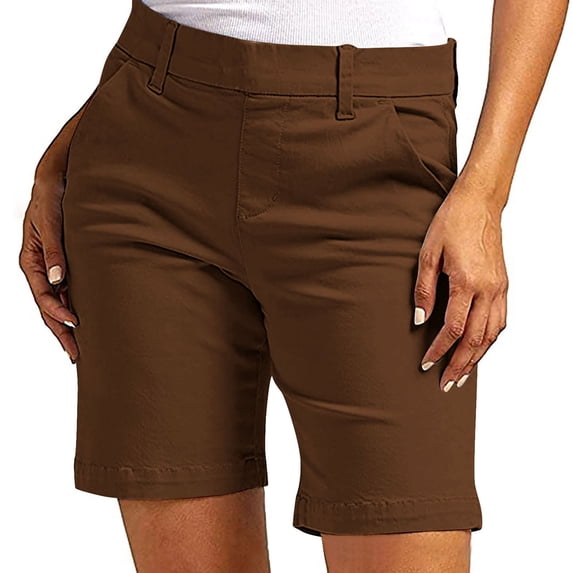 RPVATI Women Bermuda Shorts for Women Wide Leg 2025 Casual High Waisted Summer Knee Length Shorts with Pockets Petite Trendy Lounge Hiking Chino Shorts Brown XL