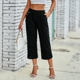 RPVATI Women Capri Pants 2024 Summer Trendy Linen Cropped Trouser with