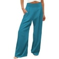 thumbnail image 1 of RPVATI Women High Waist Casual Pants Elastic Wide Leg Summer Beach Palazzo Trousers with Pockets Lightweight Comfy Blue L, 1 of 5