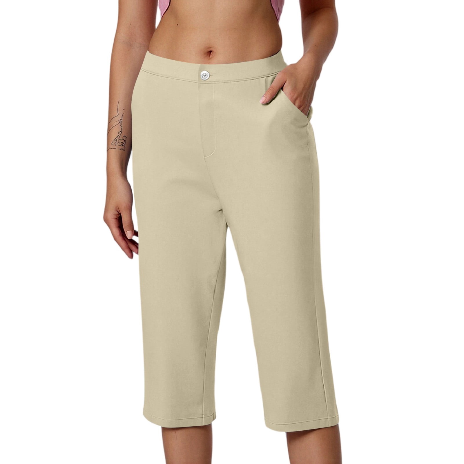 Pantalon Capri Sharon Anthony Taille 8 Bleu - Coupe Cropped, Stretch, Motif Floral, Occasion Très Bon état