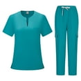 thumbnail image 1 of RPVATI Women Scrub Set Workwear Nursing Uniform V-Neck Short Sleeve Top & Jogger Pants Soft and Stretchy Comfortable Scrubs Set with Pockets(Turquoise,XL）, 1 of 6