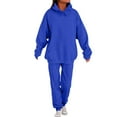 thumbnail image 1 of RPVATI Women Suits 2 Piece Set Sweatsuits Casual Lounge Long Sleeve Hoodie Loose Drawstring Sweatpants Fall Cute Winter Tracksuit Blue 3XL, 1 of 5