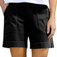 thumbnail image 1 of RPVATI Women Summer Shorts Casual High Waisted Vacation Wide Leg Shorts Plus Size Walking Loose Fit Beach Shorts with Pockets Running Gym Black S, 1 of 7