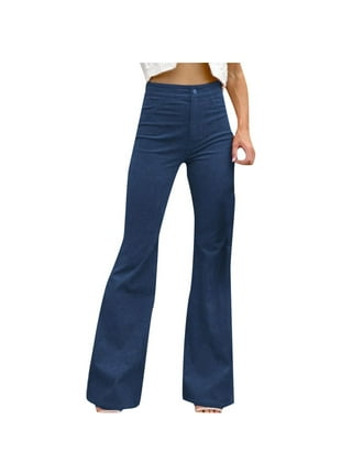 Women's High Waisted Multiple Pockets Corduroy Casual Flare Pants