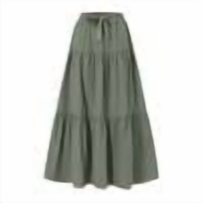 RPVATI Women's Skirts On High Waisted Boho Drawstring Linen A Line Skirt Summer Tiered Fashion Trendy Flowy Pleated Long Skirts Green XL