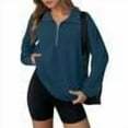 thumbnail image 1 of RPVATI Women's Sweatshirt Fall Waffle Knit Long Sleeve Quarter Zip Hoodies Lightweight Fashion 2025 V Neck Pullover Tops Loose Fit Plus Size Clothes Royal Blue L, 1 of 9