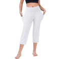 thumbnail image 1 of RPVATI Women's Wide Leg Capri Pants Loose Tummy Control High Waist Yoga Capris Pants Knee Length Casual 2025 Crop Pants with Pockets White XL, 1 of 4