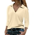 RPVATI Womens 3/4 Sleeve Tops V Neck Work Shirts Dressy Casual Lapel