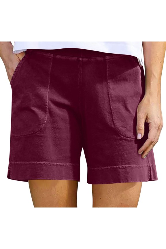 Beach Shorts for Women Summer High Waisted Running Chino Shorts Casual Comfy Athletic Walking Beach Shorts with Pockets Gym Plus Size Wine 3XL