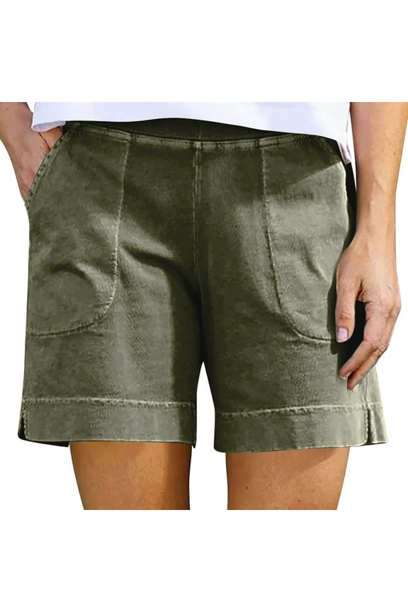 Womens Athletic Shorts 7 Inch Inseam Loose Fit High Waisted Running Chino Shorts Summer Casual Walking Beach Shorts with Pockets Lightweight Vacation Army Green XXL