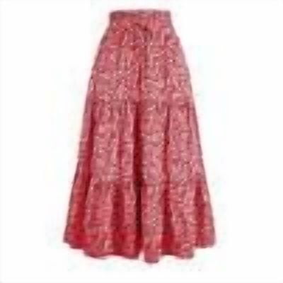 RPVATI Womens Black Skirts Summer Boho Elastic Waist Drawstring Midi Skirt Floral Tiered Vacation Flowy Casual Pleated Skirts Red S
