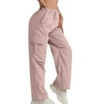 thumbnail image 1 of RPVATI Womens Cargo Pants Fashion High Waisted Wide Leg Pants Streetwear Casual Joggers Travel Cargo Pants Trendy Plus Size Baggy Sweatpants with Pockets Pink S, 1 of 8