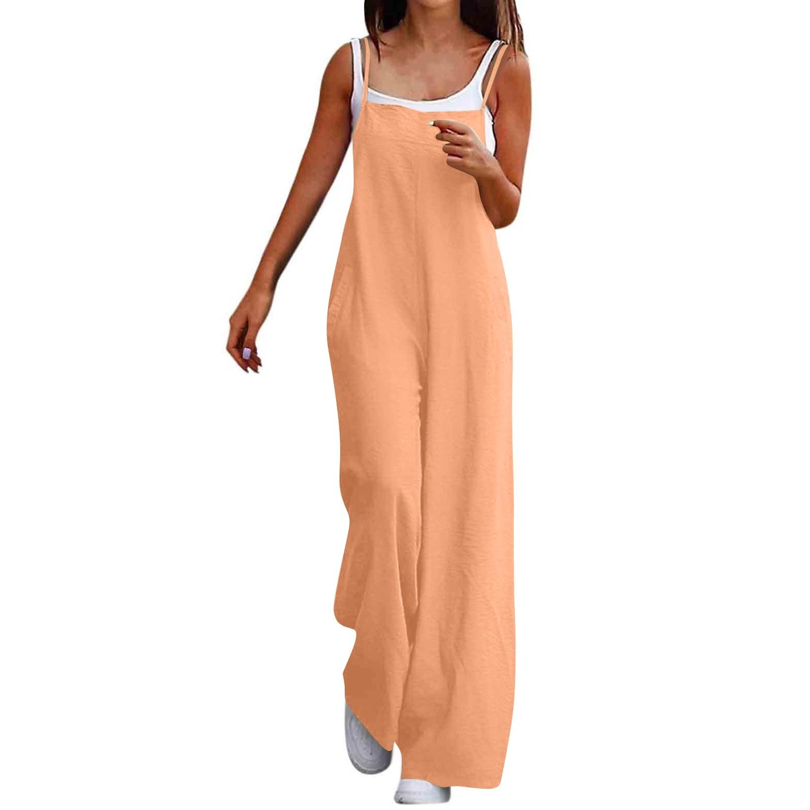RPVATI Womens Casual Sleeveless Jumpsuits Summer Boho Wide Leg