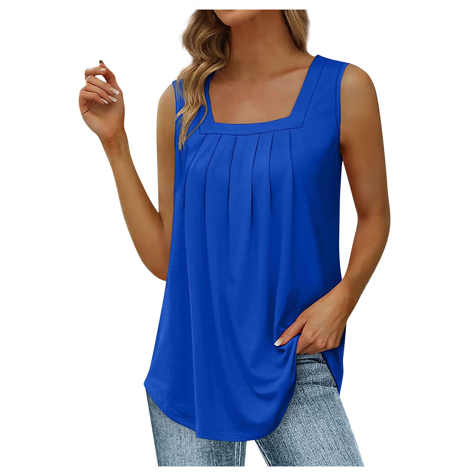 RPVATI Womens Long Tank Tops 4X Square Neck Sleeveless Tops for Women