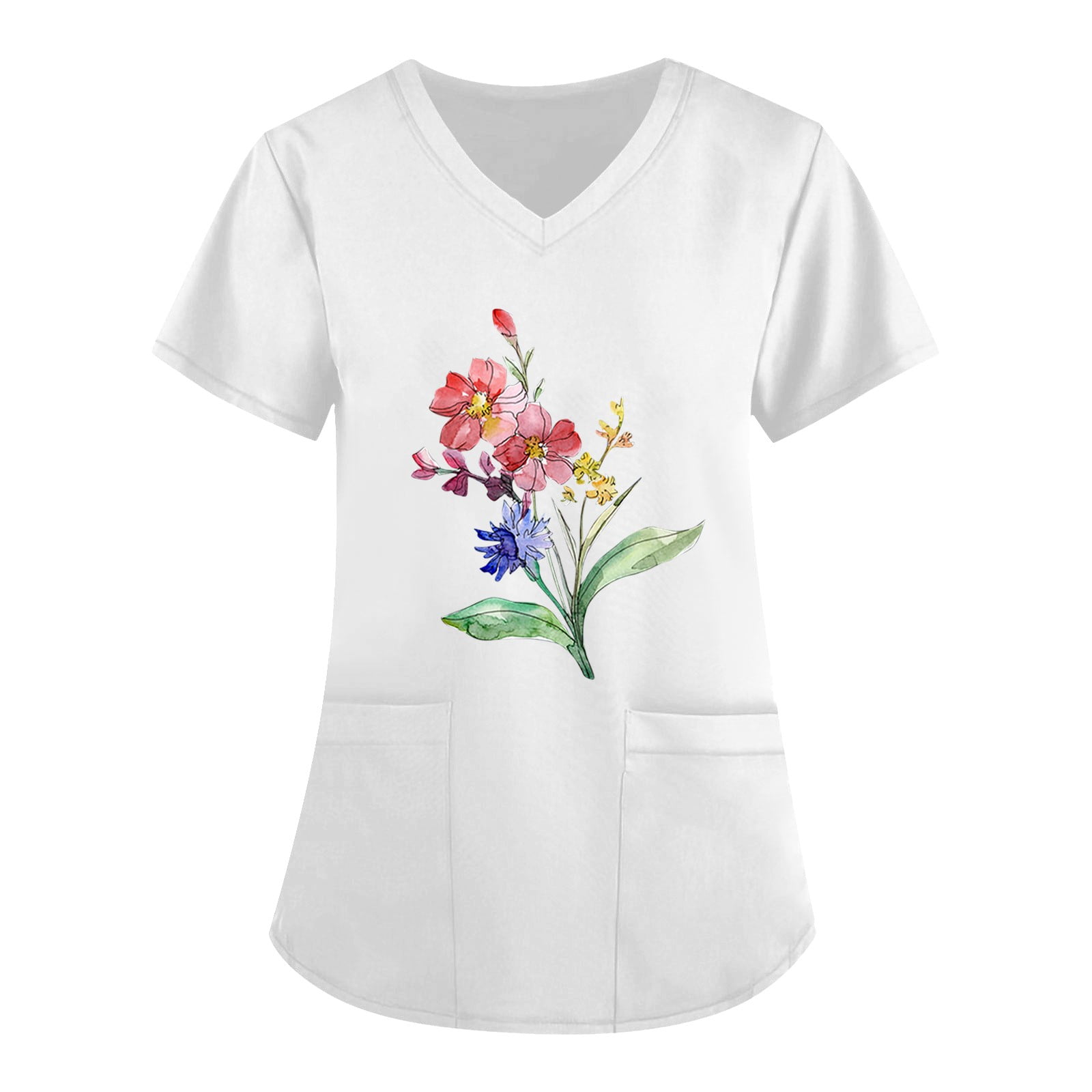 RPVATI Womens Loose Fit Scrub Tops Classic Graphic T Shirts Short