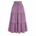 thumbnail image 1 of RPVATI Womens Skirts Knee Length Elastic Waist Boho Summer Drawstring High Waisted Long Skirt Floral Tiered Comfy Flowy Holiday Pleated A Line Skirts Purple S, 1 of 9