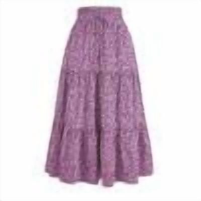 RPVATI Womens Skirts Knee Length Elastic Waist Boho Summer Drawstring High Waisted Long Skirt Floral Tiered Comfy Flowy Holiday Pleated A Line Skirts Purple S