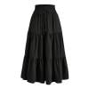 thumbnail image 1 of RPVATI Womens Skirts Knee Length Print Floral Boho High Waisted Tiered Skirts Summer Drawstring Holiday Flowy Pleated Casual Midi Skirt Black XL, 1 of 9