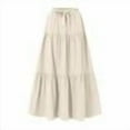 thumbnail image 1 of RPVATI Womens Skirts Maxi Boho Drawstring High Waisted Linen A Line Skirt Summer Tiered Fashion Pleated Flowy Lightweight Skirts Beige S, 1 of 7