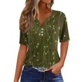 thumbnail image 1 of RPVATI Womens Summer Tops Casual Henley Short Sleeve Button Down Shirts 2024 Floral Trendy Blouses V Neck Western Tunic Clothes XXL, 1 of 5