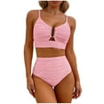 thumbnail image 1 of RQYYD 2 Piece Bikini Set U-Wire Cutout Popular Swimsuit High Waisted Textured Summer Beach Swim Bathing Suits, 1 of 4