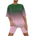 thumbnail image 1 of RQYYD 2 Piece Outfits for Women Workout Biker Shorts Set Summer Casual Sweatsuits Gradient Oversized T-Shirt Tracksuit Sets 2024, 1 of 5