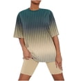 thumbnail image 1 of RQYYD 2 Piece Outfits for Women Workout Biker Shorts Set Summer Casual Sweatsuits Gradient Oversized T-Shirt Tracksuit Sets 2024, 1 of 5