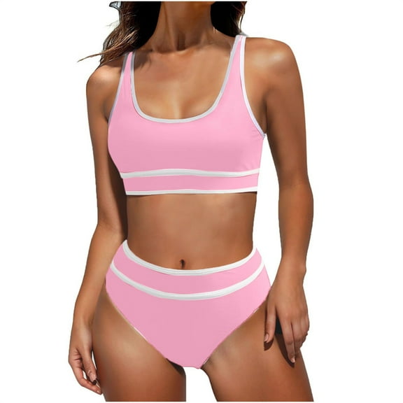 RQYYD Bikini Sets for Women High Waisted Tummy Control Two Piece Swimsuits Push Up Halter Tops with Bottom Bathing Suits