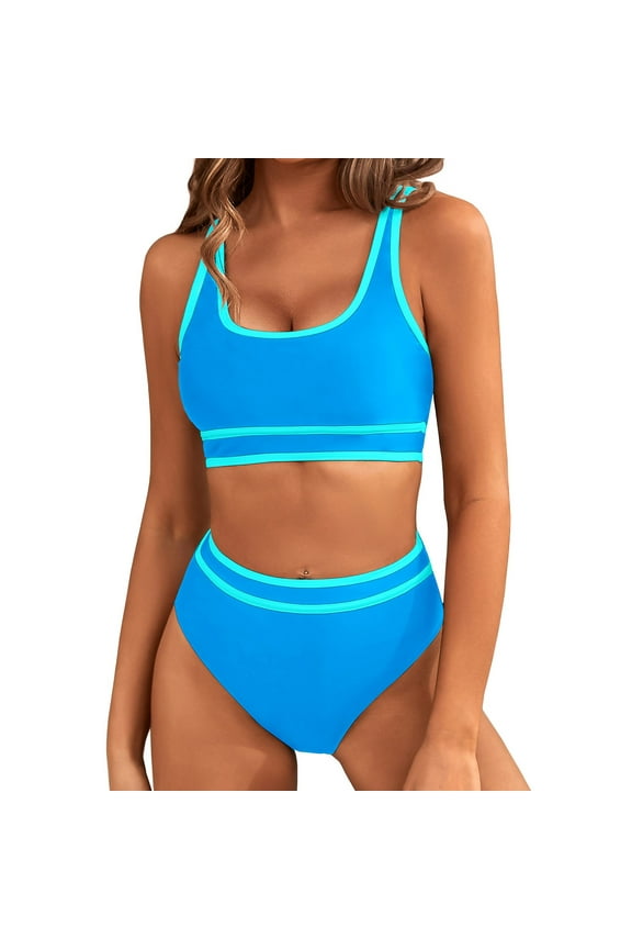 Bikini Sets for Women High Waisted Tummy Control Two Piece Swimsuits Push Up Halter Tops with Bottom Bathing Suits