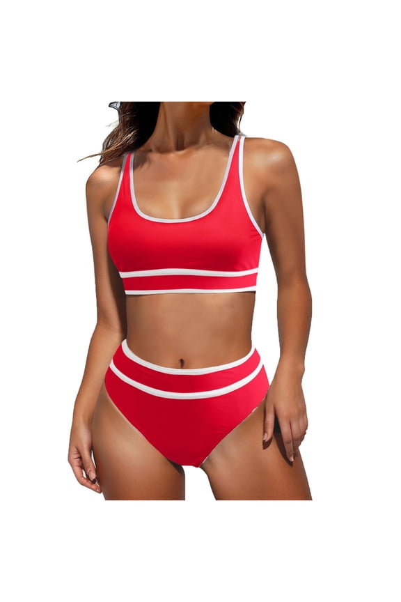Bikini Sets for Women High Waisted Tummy Control Two Piece Swimsuits Push Up Halter Tops with Bottom Bathing Suits