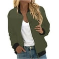 thumbnail image 1 of RQYYD Bomber Jacket Women Trendy Spring Lightweight Texture Zip Up Cropped Jackets Casual Fall Outerwear Outfits, 1 of 8